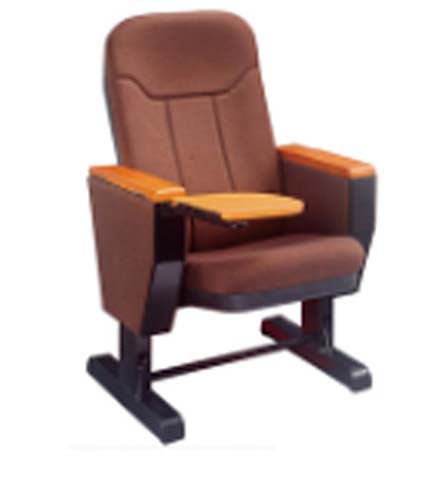 Fixed Floor-Mounted Upholstered Auditorium Chair with Foldable Writing Tablet