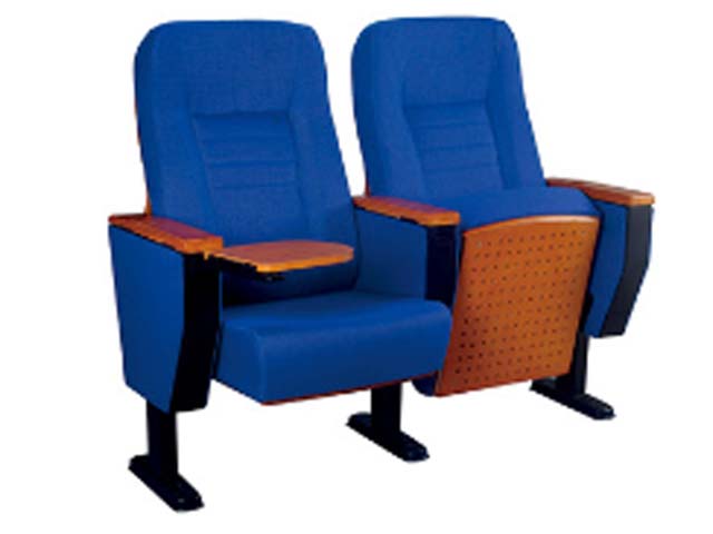 Two-Seat Fabric Upholstered Auditorium Chair with Writing Tablet