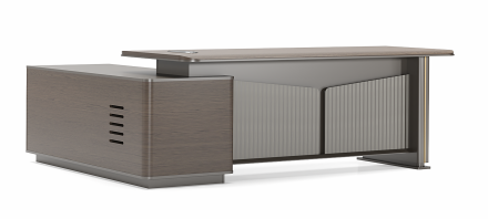 L-shaped Executive Office Desk with Left Storage Pedestal and Fluted Front Modesty Panel