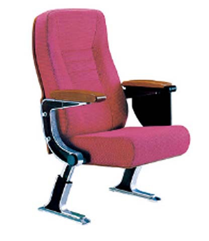 Fabric Upholstered Auditorium Chair with Wooden Armrests