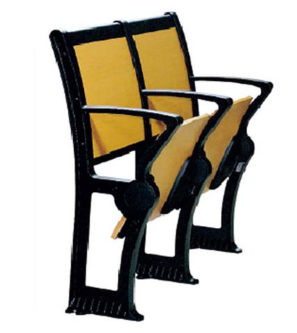 Two-Seat Fixed-Mount Ganged Auditorium Chair with Self-Return Flip-Up Seats