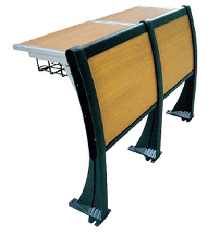 3-Seat Floor-Mounted Fixed Classroom Student Desk with Wire Storage Basket and Modesty Panel
