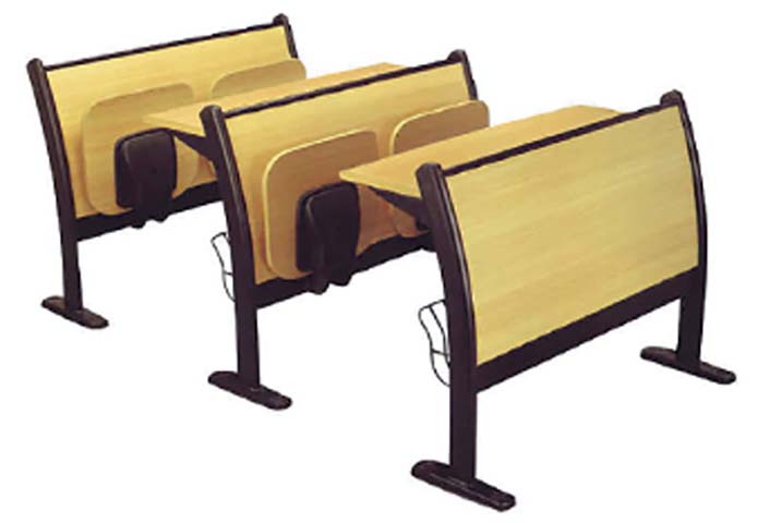 Ganged Fixed Lecture Hall Seating with Attached Folding Writing Tablets