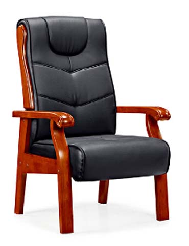 Fixed Solid Wood Frame Leather Conference Guest Chair