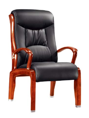 Fixed Solid Wood Frame Black Padded Executive Visitor Conference Chair