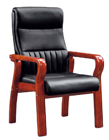 High-Back Solid Wood Frame Leather Conference Office Chair