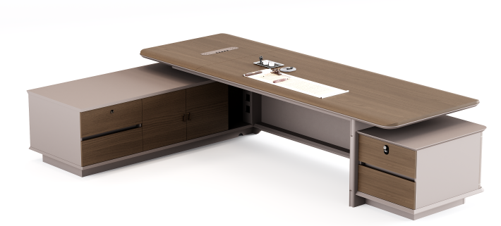 Left-Return L-Shaped Executive Office Desk with Lockable Storage Pedestals