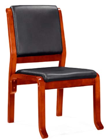Stackable Armless Bentwood Conference Chair with Black PU Upholstery