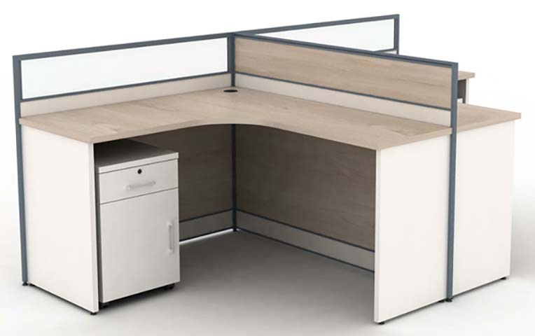 L-Shaped Corner Office Cubicle Workstation Desk with Mobile Pedestal