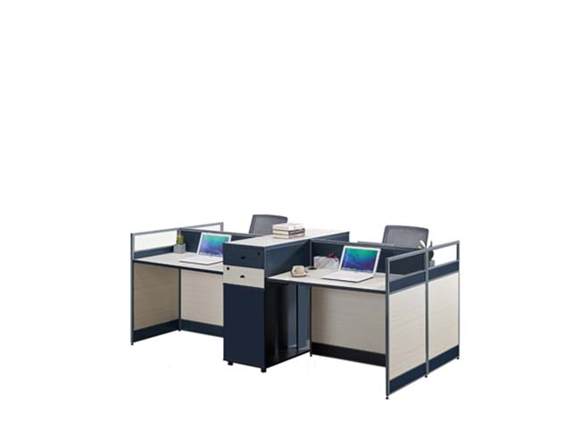 4-Person Cross-Shaped Modular Office Cubicle Workstation with Central Storage