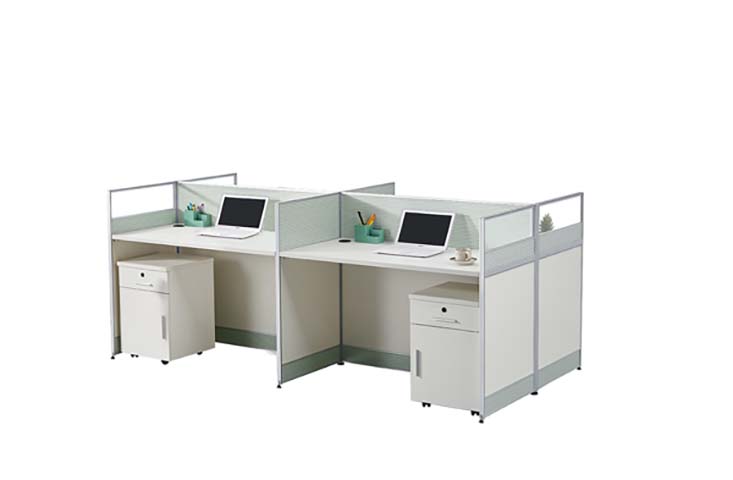 4-Person Cross-Shaped Office Cubicle Workstation with Mobile Pedestals