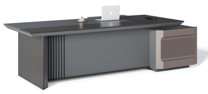 L-Shaped Executive Office Desk with Integrated Side Storage Pedestal