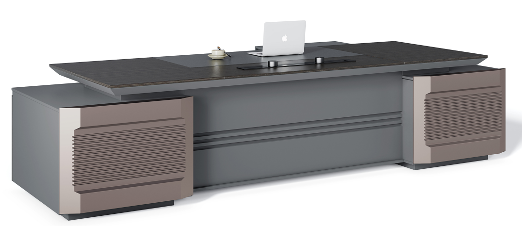 Large Dual-Pedestal Executive Office Desk with Central Cable Management