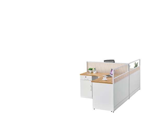 2-Person L-Shaped Office Cubicle Workstation with Integrated Storage