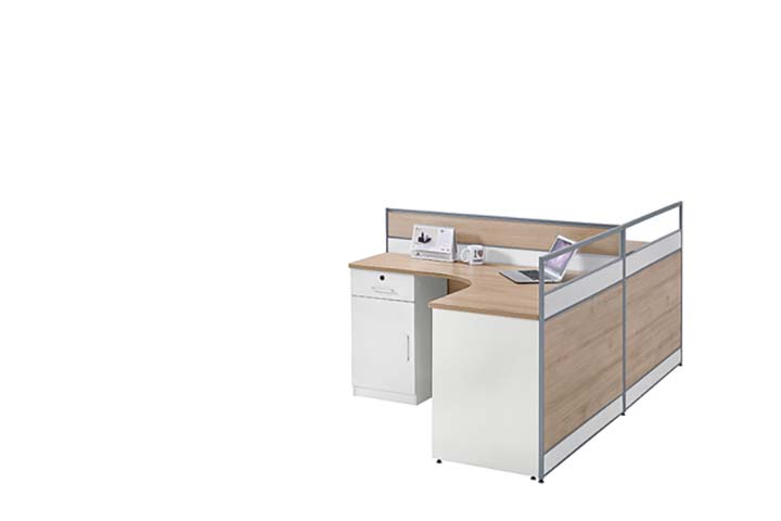 2-Person L-Shaped Partitioned Office Workstation with Integrated Storage