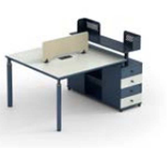 2-Person Face-to-Face Office Workstation Desk with Privacy Divider and Mobile Drawer Pedestals