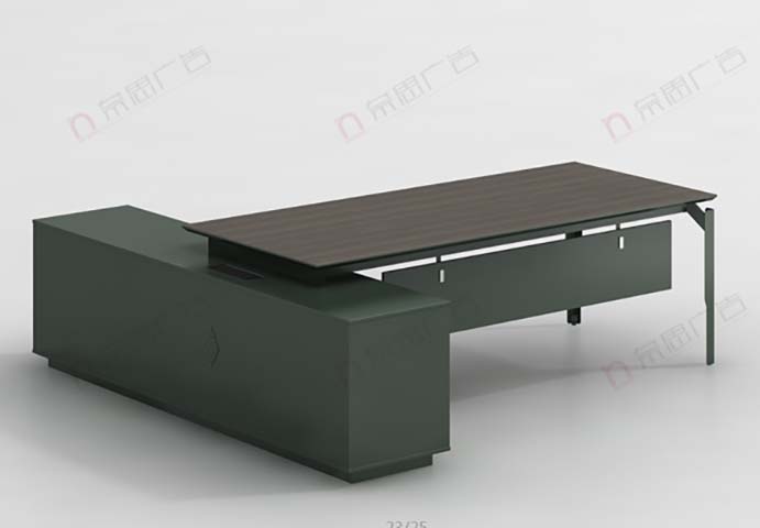 Two-Tone L-Shaped Executive Office Desk with Left Return Storage Cabinet