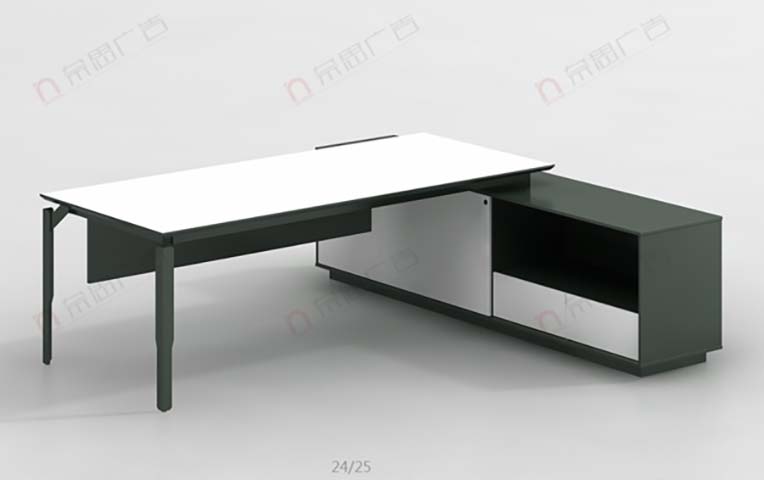 Two-Tone L-Shaped Executive Office Desk with Right Storage Return