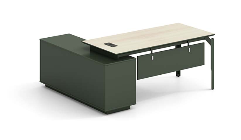 Two-Tone L-Shaped Executive Manager Desk with Left Storage Return