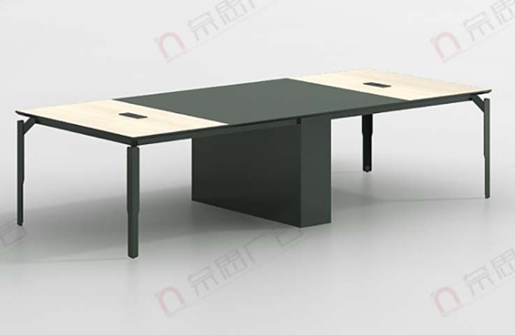Two-Tone Rectangular 10-Seater Conference Meeting Table with Cable Grommets