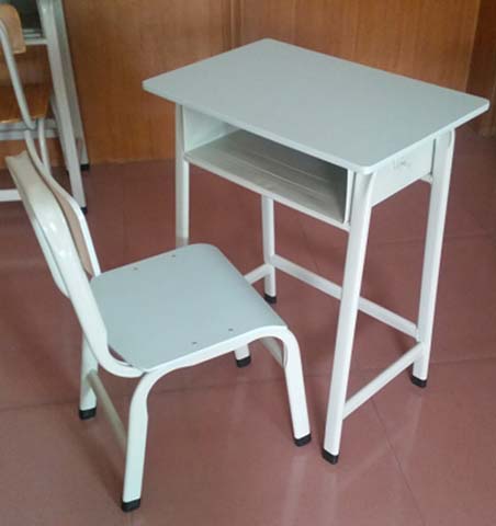 Fixed-Height Single Student Desk and Chair Set with Open Under-Desk Shelf