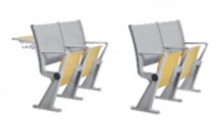 Ganged Two-Seat Auditorium Chair with Flip-Up Writing Tablet