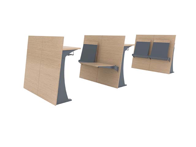 Foldable Two-Seat Lecture Hall Fixed Classroom Desk & Chair Set