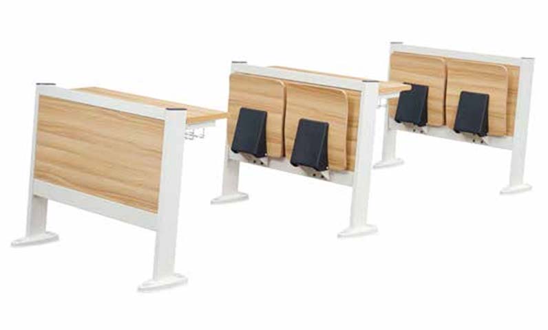 Linked Modular Lecture Hall Desk-Chair Set, Folding Writing Tablets