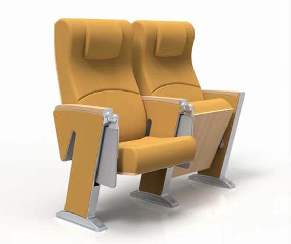Ganged Floor-Mount Auditorium Chair with Integrated Fold-Out Writing Tablet