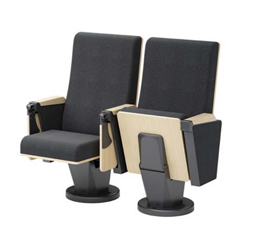 Fixed Ganged Pedestal Auditorium Seating with Light Wood Trim