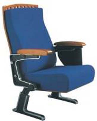 Fabric Upholstered Auditorium Chair with Wood Writing Tablet