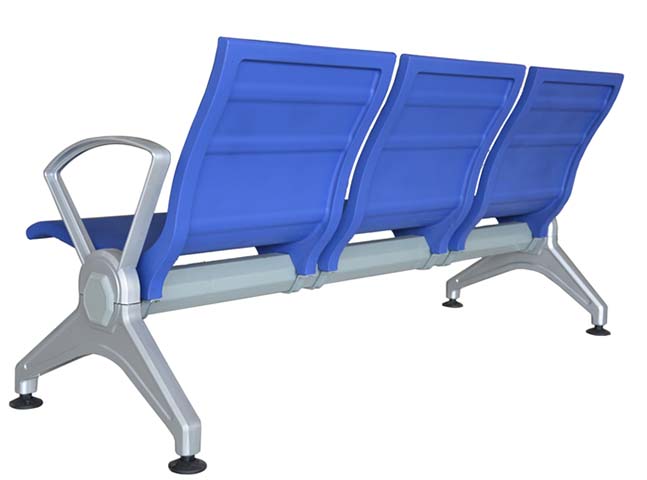 3-Seater Hard Shell Public Waiting Bench with Single End Armrest