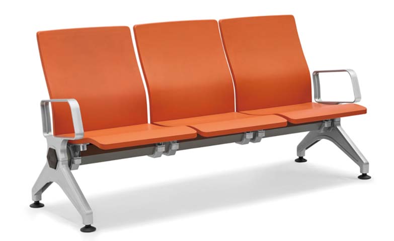 3-Seat High-Traffic Public Waiting Gang Bench with Aluminum Frame