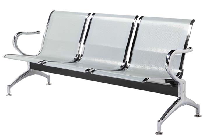 3-Seat Perforated Metal Tandem Public Waiting Bench