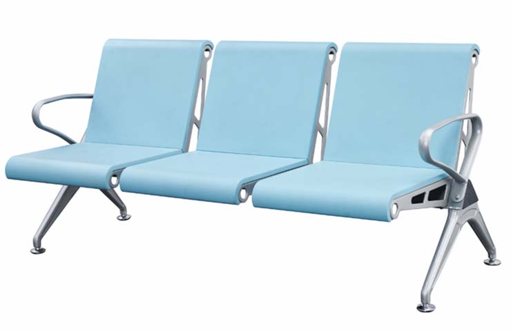 3-Seat Aluminum Alloy Public Waiting Bench with Padded Seats and Backs