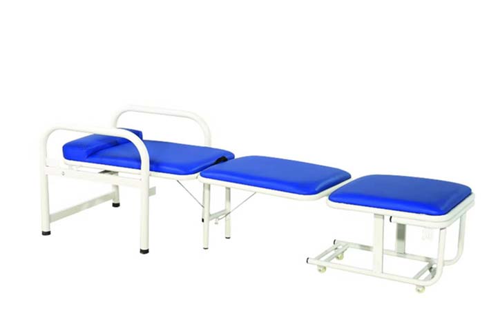 Foldable Hospital Attendant Chair Bed with Blue Waterproof Upholstery