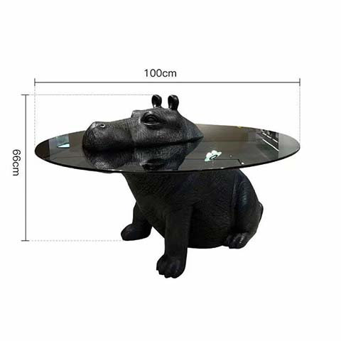 Hippo Sculptural Round Smoked Glass Coffee Table