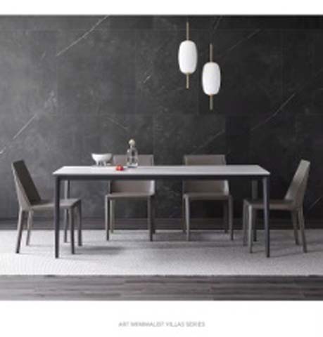 Minimalist 6-Seater Rectangular Sintered Stone Dining Table