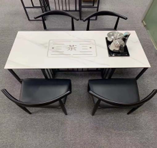 4-Seat Integrated Kung Fu Tea Dining Table Set with Sintered Stone Top