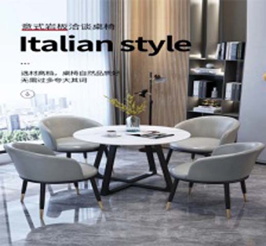 Italian Style 4-Seater Round Negotiation Dining Table and Chair Set