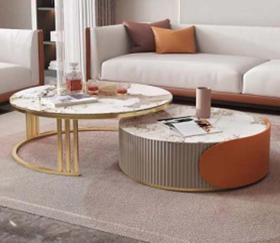 2-Piece Modern Luxury Round Nesting Coffee Table Set