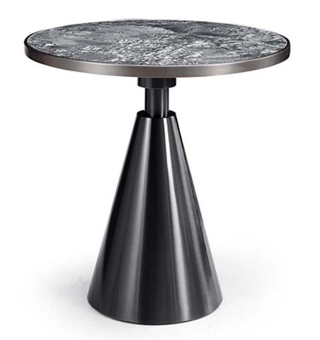 Round Marble-Pattern Top Conical Base Side Accent Table