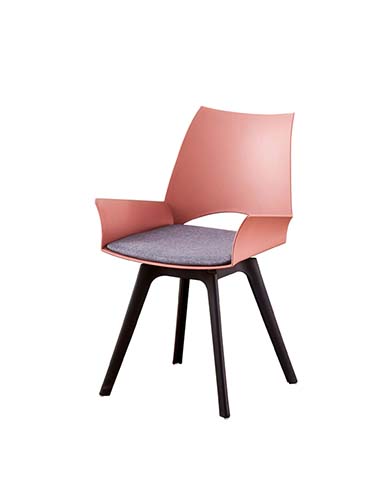 Dusty Rose Molded Shell Dining Armchair with Removable Gray Cushion