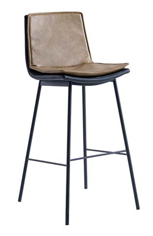 Armless Low-Back Upholstered Counter Stool with Black Metal Frame