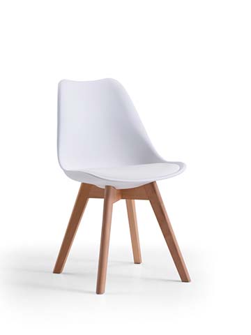 Armless Molded Shell Dining Chair with Splayed Solid Wood Legs