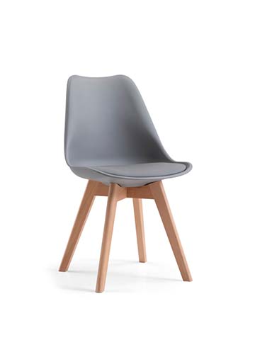 Modern Minimalist Matte Grey Molded Armless Dining Chair with Splayed Light Wood Legs