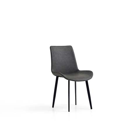 Dark Gray Upholstered Armless Dining Chair with Black Metal Legs