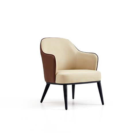 Two-Tone Upholstered Lounge Accent Armchair with Black Tapered Legs