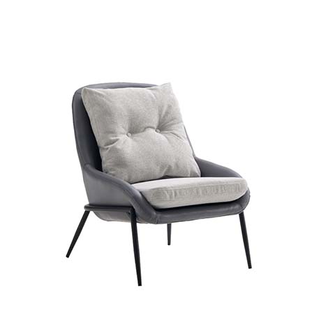 Two-Tone Upholstered Lounge Armchair with Black Metal Legs