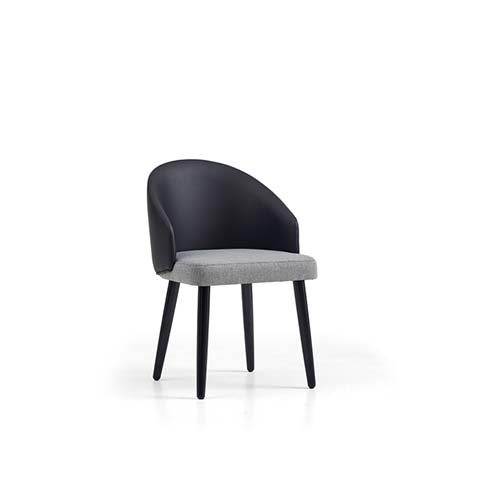 Two-Tone Curved Half-Barrel Upholstered Dining Armchair